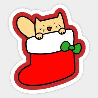 Yellow Cat Inside Stocking Sticker